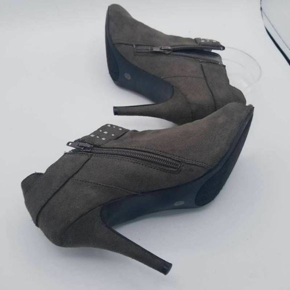 City Streets Womens Ankle Boots Booties Gray Open Toe Zip Slim Heels Studded 7 M - Picture 4 of 8